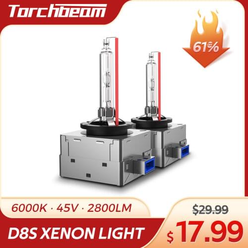 Torchbeam D8S Car HID Xenon Headlight 45V 25W 2800LM Super Bright Xenon HID Bulbs 2PCS 6000K Car Headlamp Light Kit