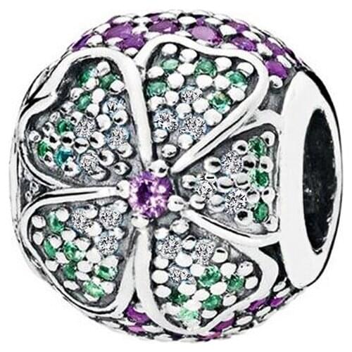 925 Sterling Silver Flower European Charms Bead Fit Original Bracelets Chain DIY Girl Women Pendant Charm Beads Jewelry Making