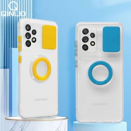 Transparent Camera Cover Slider Case For Samsung Galaxy A32 5G A12 A52 A72 A 12 72 S21 Ultra Shockproof Silicone Lens Protection