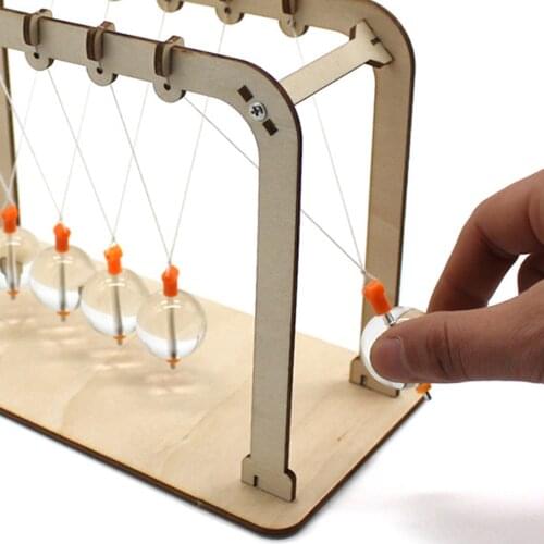 DIY Wood Newtons Cradle Balance Balls Physics Science Toys Desk Accessories