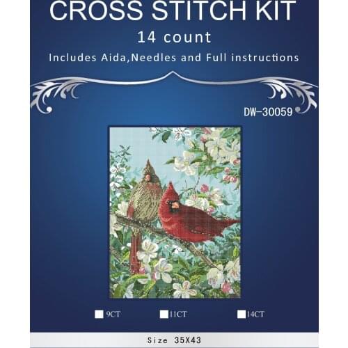 Two thrush bird on tree, Counted Cross Stitch 14CT Cross Stitch Sets Wholesale cartoon Cross-stitch Kits Embroidery Needlework