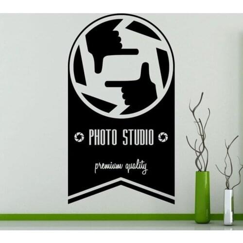 Photo Studio Wall Decal Gesture Logo Photos Camera Photographer Office Interior Decor Art Vinyl Window Stickers Wallpaper Q565