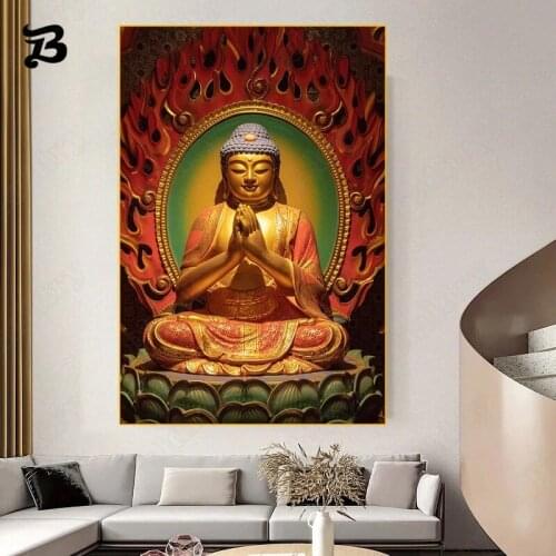 Canvas Painting Wall Art for Living Room Buddhist God Buddha Posters Prints Buddha Statue Wall Pictures Modern Home Decoration