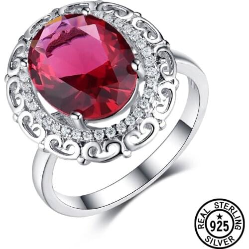 Real 925 Sterling Silver Ring Created Colorful Gemstone Rhinestone Romantic Cluster Flower Women Rings Birthday Gifts Jewelry