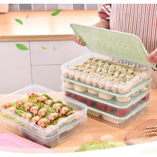 Refrigerator Food Storage Box Fresh Box Household Organizer Kitchen Dumpling Box Vegetable Egg Holder Stackable Microwave