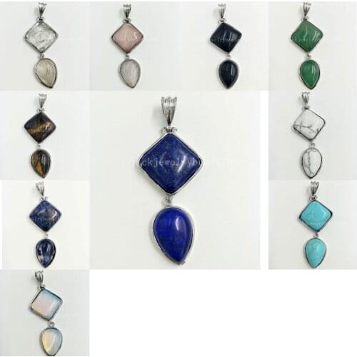 Lapis Lazuli Tigers Eye Aventurine Carnelian Crystal Carnelian Howlite Jaspe Art Pendant Bead 1pcs WFH387