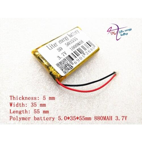 XH2.0 3.7v lithium polymer battery 503555 880MAH MP3 MP4 Bluetooth battery clip with protection board