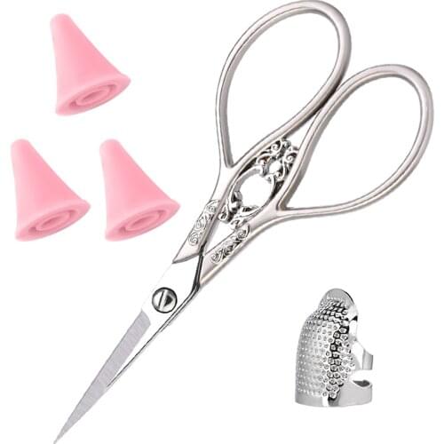 LMDZ Retro Tailor Scissor embroidery scissors with thimble and Needles Point Protectors European Shears for Craft Needle Work
