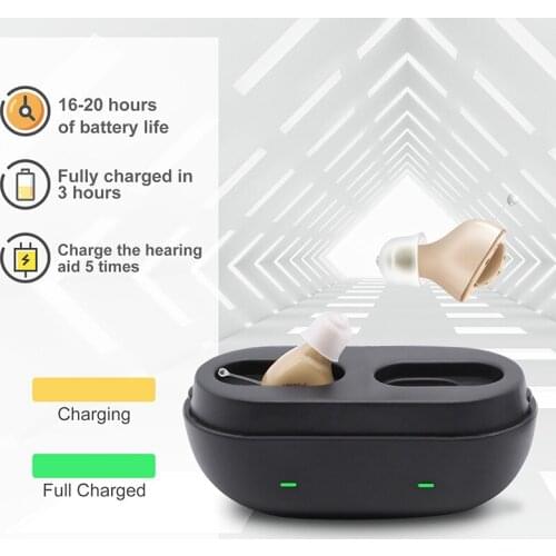 One Pair Mini Invisible Hearing Aid Headphone Sound Amplifier Rechargeable Digital Hearing Device For Seniors Left Right Ear Aid