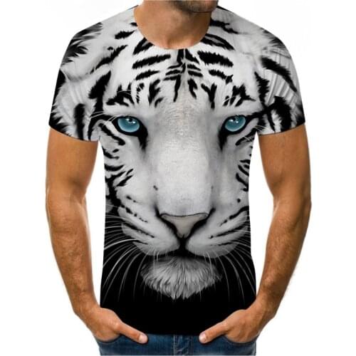 Animal shirt 3D short-sleeved mens T-shirt cool casual T-shirt mechanical long-sleeved fun T-shirt printing tiger T-shirt
