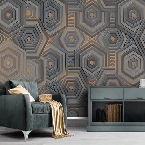 Custom Any Size Mural Wallpaper Modern Minimalist Abstract Geometric 3D Golden Lines Retro Light Luxury Background Wall Papers