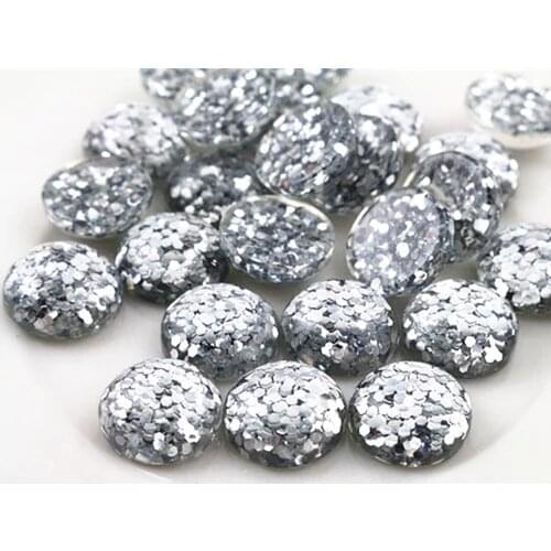 New Fashion 40pcs 12mm Silver Plated Color Flat Back Resin Cabochons Cameo G5-07