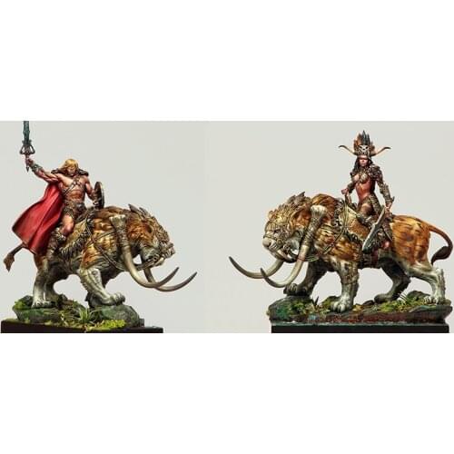 New Unassembled 1/24 ancient fantasy warrior include 2 （WITH BASE ) Resin Figure Unpainted Model Kit