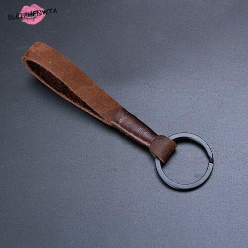 Novelty Famous Handmade Vintage Leather Mens Keyrings Keychain For Key Car Auto Keyfob Best Fathers Day Gift