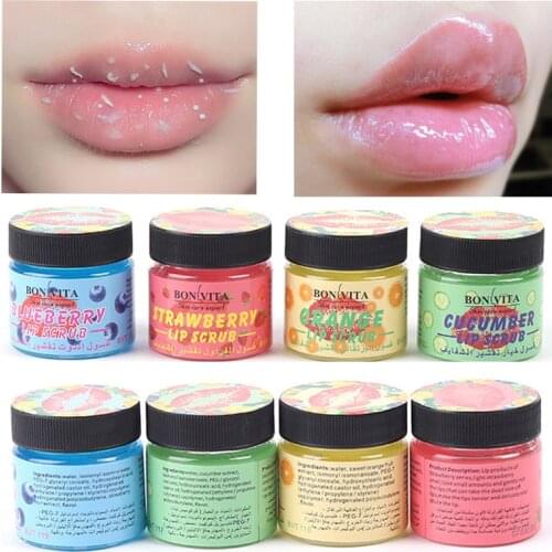 Lip Exfoliator Sugar Scrub Remove Dead Skin Strawberry Moisturizer Reduce Lip Lines Lip Plumper Gloss Care Collagen Lip Mask