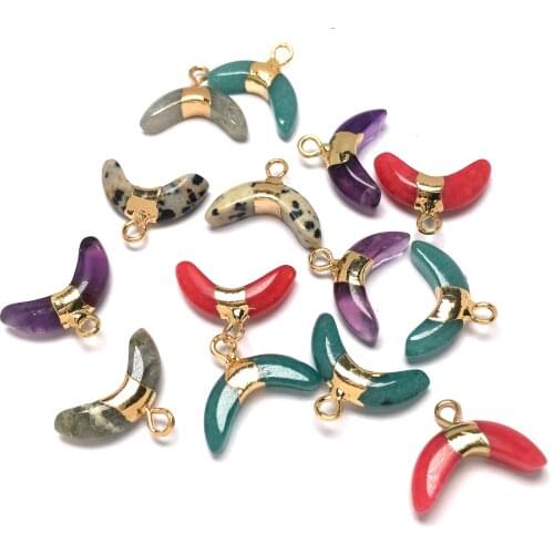 Natural Semi-precious Stone Pendant Moon Shape Labradorite Charms Pendants For Jewelry Making DIY Earrings Necklace Size 11x15mm