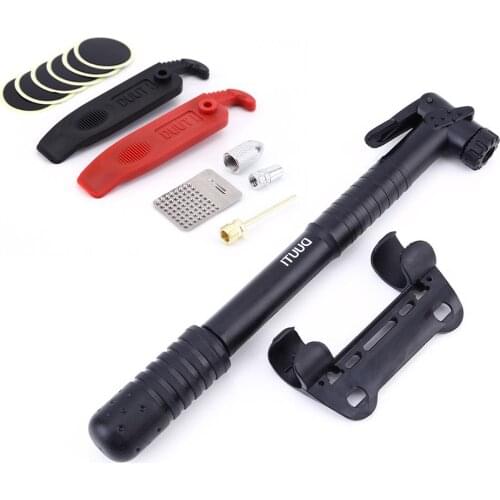 Mini Portable Bicycle Air Pump Tire Inflator MTB Road Bike Cycling Tyre Patch Puncture Repair Tool Kit