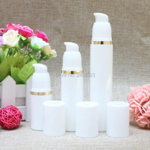 30ml Empty White Airless Lotion Pump Plastic Container Travel Cosmetic Skin Care Refillable Bottle With Gold Line 10pcs/lot