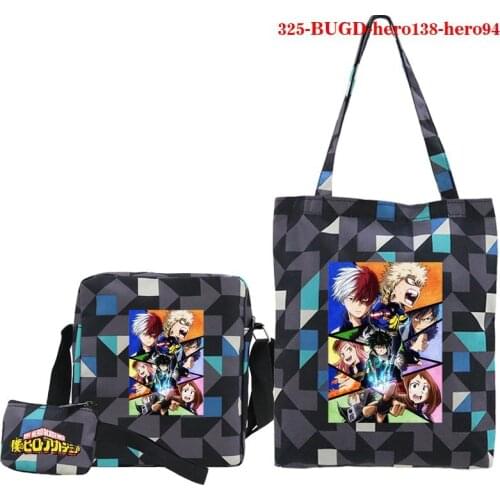 Anime My Hero Academia Backpack Student School Shoulder Bag Pencil Bag Knapsack Teenager Travel Three-piece Suit