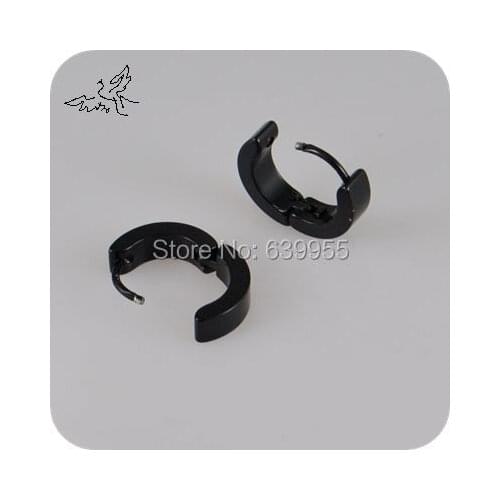 Black Plated Stainless Steel Stud Earrings Men Women Fashion Jewelry
