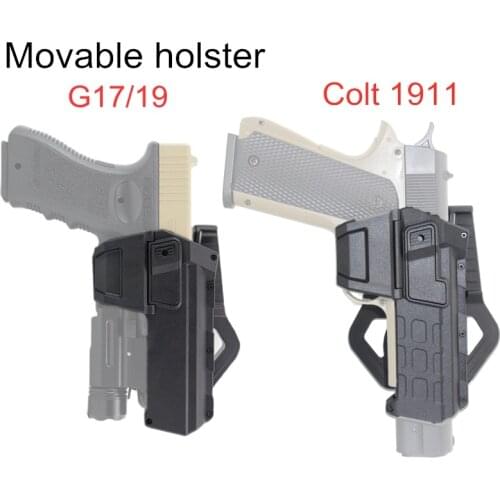 Tactical Airsoft 1911 Pistol Holster For Glock 17 18 22 23 Gun Holster With Flashlight Laser 1911 Movable Gun Case