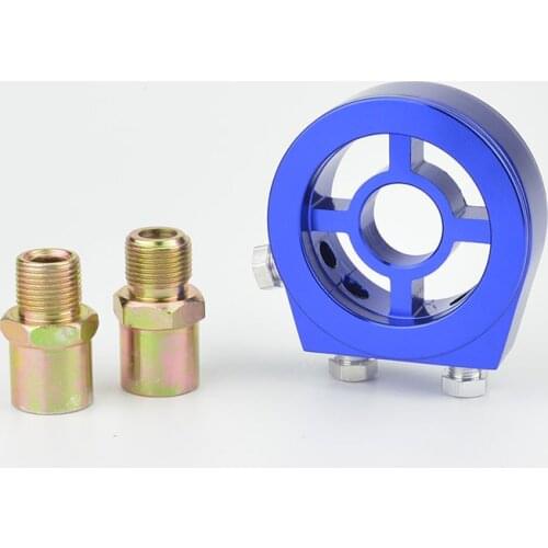 Universal Car Oil Temp gauge and Oil Pressure gauge Cooler Filter Cooler Sandwich Adapter Relocation kit Blue free shipping