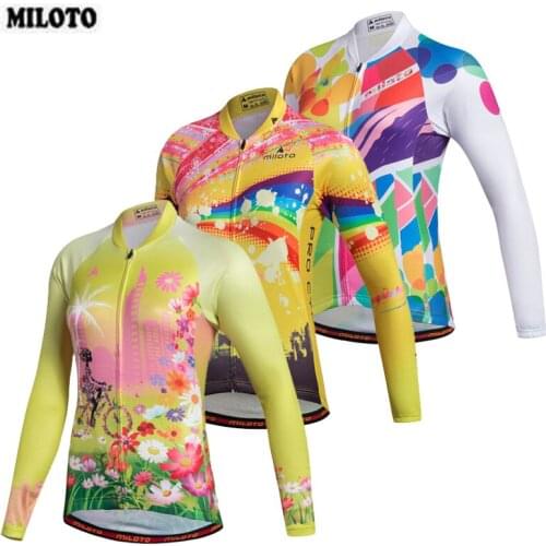 MILOTO Long Sleeve Cycling Jersey Tops Womens Mountain Bike Bicycle Jersey Ladies Cycling Shirts Spring Autumn Ropa Ciclismo
