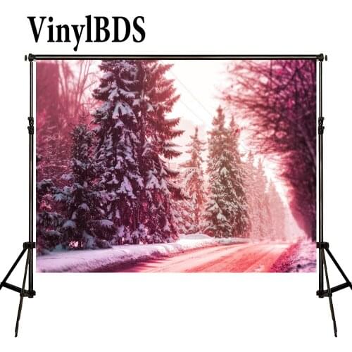 VinylBDS Winter Forest Backdrop Natural Scenery Background Kids Christmas Backdrops Pine Tree Photo for Studio