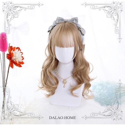 High Quality Harajuku Soft Girl Lolita Nature Mid-Length Curly Hair Masquerade Party Wig