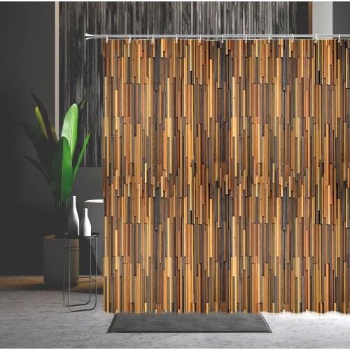 Retro Shower Curtain Shabby Wood Stripes Flowers Pattern Washable Bathtub Partition With Hook Purple Floral Bathroom Curtains