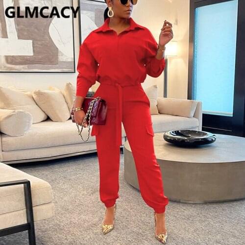 Women Two Piece Cargo Suits Long Sleeve Pullover Top & Casual Pants Set