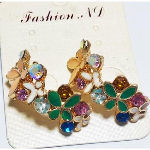 Trendy Luxury Hollow Colorful Cystal Butterfly Stud Earrings For Women Wedding Party Jewelry Statement Earrings Brincos Female