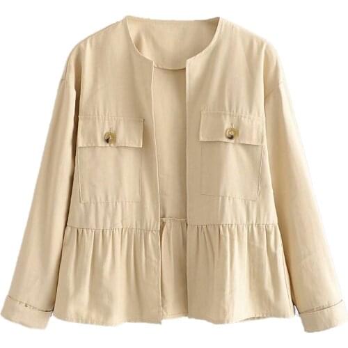 New Cardigan Women Open Jacket Ruffled Trims Long Sleeves Casual Vogue Vintage Jackets Woman Tops