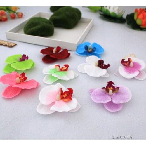 5/30/100 pieces Artificial Phalaenopsis Orchids Silk Flower Heads for hair clip Hat wedding DIY Accessorie decoration A41