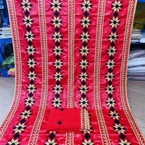 2021 New arrival With scarf african Bazin riche fabric with beads embroidery lace / bazin riche dress material Nigerian HL011701