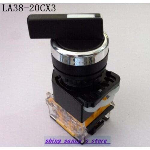 3Pcs/Lot LA38-20CX3 Long Handle 3 Position 2NO Maintained Selector Switch Rotary Switch Brand New
