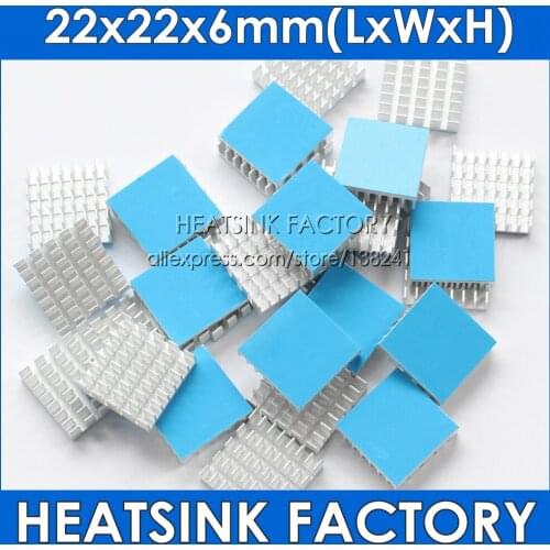 HEATSINK FACTORY 5pcs 22x22x6mm AluminumHeat Sink Chipset Radiator Cooler With Thermal Heat Dissipation Trans