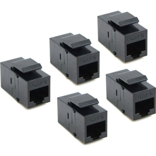 5Pcs CAT6 Keystone Coupler, RJ45 UTP Coupler Insert-Snap-in Connector Socket Adapter Port for Wall Plate Outlet Panel-Black