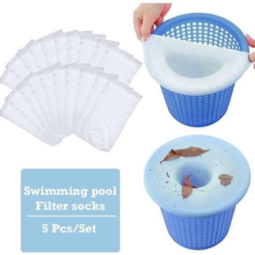 5Pcs Pool Skimmer Socks Swimming Pool Garbage Sets Pool Basket Filter Socks Nylon Trash Socks Protection Pump Pool Accessories