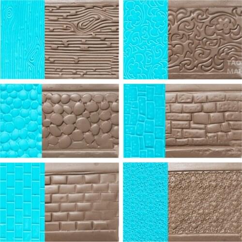 6PCS/Set Rectangle Ceramic Emboss Stamp Tools Pottery Texture Sculpture Model DIY Bark/Pebbles / Walls Clay Printing Mold