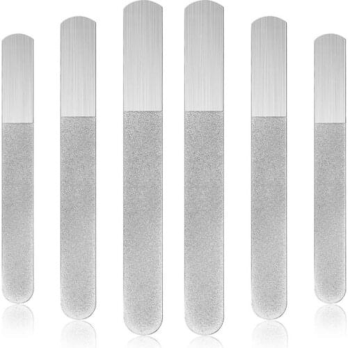 6 Pieces Stainless Steel Nail File Double-Sided Diamond Nail File Metal Nail File Manicure File for Family and Travel