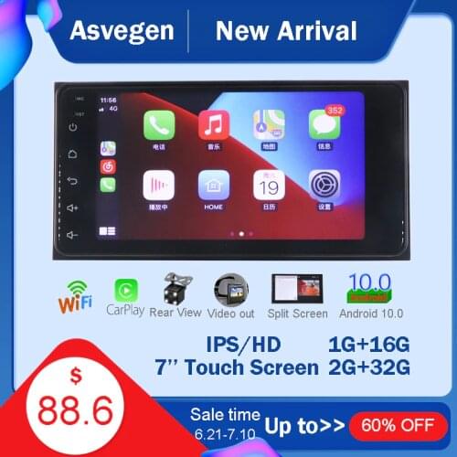 7 Inch Android 10 For Toyota Universal Car Multimedia Radio Player With Carplay Headrest NAVI Auto Stereo Video Navigation