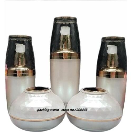 80ML bowl shape acrylic press pump bottle pearl pink color for serum/lotion/emulsion/foundation/gel cosmetic packing