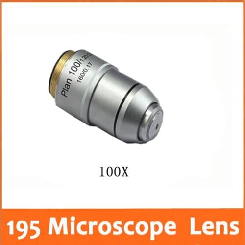 100X L=195 Plan Achromatic Biological Microscope Objective Lens Biomicroscopy Accessories Free Shipping