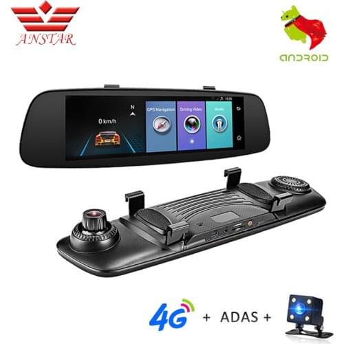 ANSTAR 4G 1080P Car DVR 7.84" Touch WIFI ADAS Remote Monitor Rear View Mirror with DVR and Camera Android Dual Lens