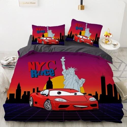 Car Cartoon Kids Bedding set for children baby girls Duvet cover set pillow case Bed linens Quilt cover 240x220 140x200 nyc