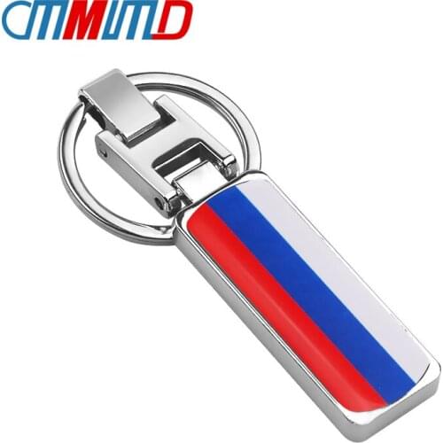 Car Styling 3D Metal Russia Russian flag Key Chain Key Ring for AUDI LADA FIAT OPEL Subaru BMW KeyChain car accessories