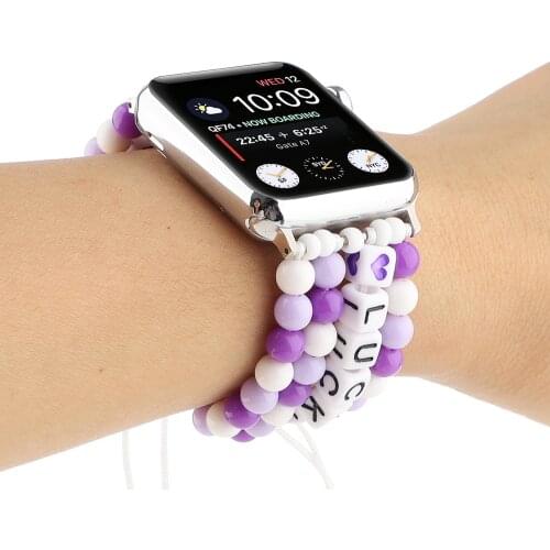 Fashion DIY Beaded Bracelet for Apple Watch SE Band Series 6 5 4 3 Wrist Strap 40mm 44mm 42mm 38mm for iWatch Handmade Belt