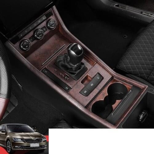Lsrtw2017 Car Interior Central Control Gear Panel Trims for Skoda Suoerb 2016 2017 2018 2019 2020 Interior Mouldings Accessories