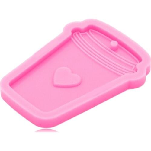 Key Chain Epoxy Resin Mold Handmade Ice Cream Love Heart Bucket Shape Keychain Casting Silicone Mould DIY Crafts Making W0YA